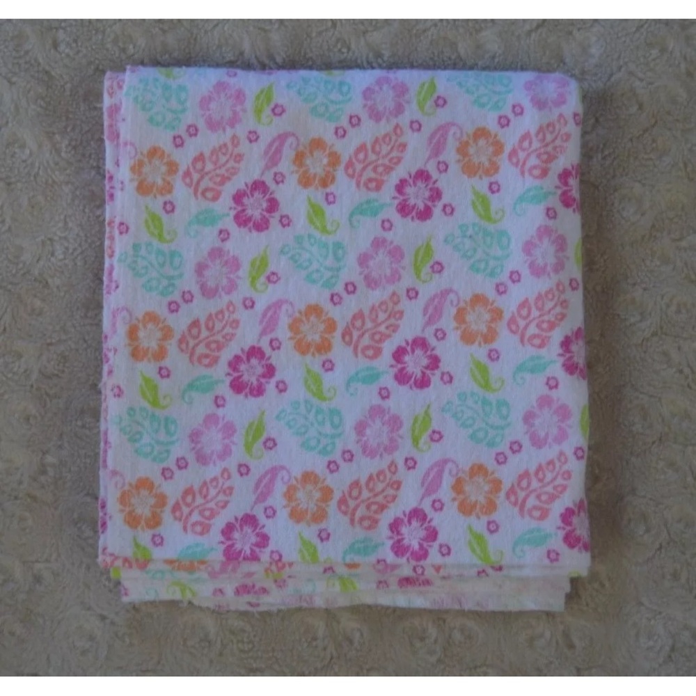 Garanimals Tropical Floral Baby Blanket Pink Flower Orange Flannel Receiving